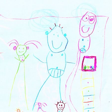 Abstract picturesque colored drawing on paper paintsの写真素材