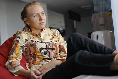 Business young girl in a modern office