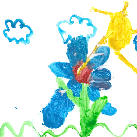 Abstract picturesque colored drawing on paper paintsの写真素材