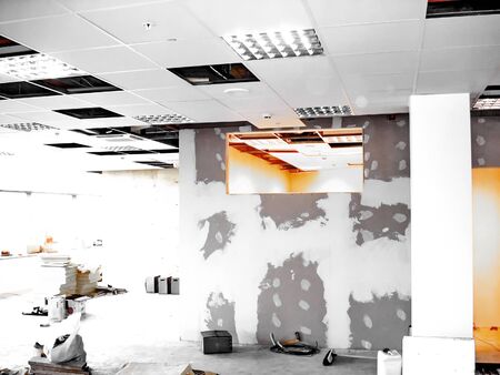 Finishing construction work in large office buildingsの写真素材