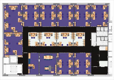 Plan Drawing Big Office with straddling furniture