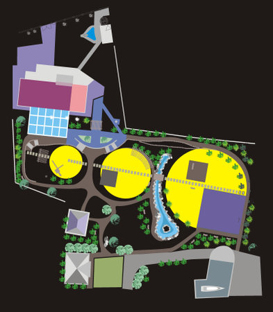 Illustration of a modern city map with buildings, streets and roadsのイラスト素材