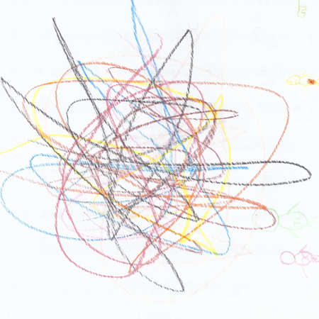 Baby Art drawing Child pictures colored on paperの写真素材