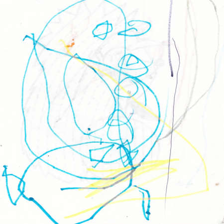 Baby Art drawing Child pictures colored on paperの写真素材