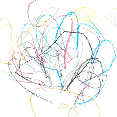 Baby Art drawing Child pictures colored on paperの写真素材