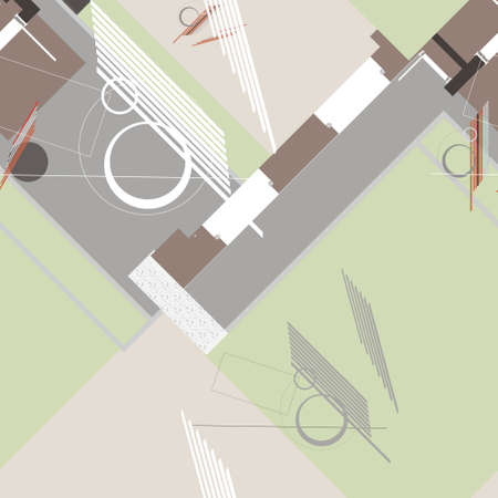 Seamless abstract architectural elements from drawings of plansの写真素材