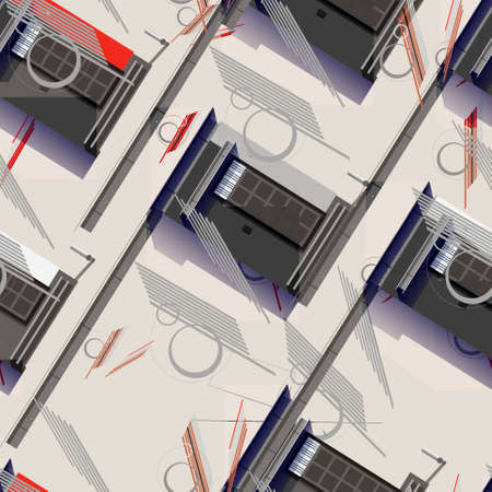 Seamless abstract architectural elements from drawings of plansの写真素材