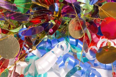 Assorted ribbons and decorationsの写真素材
