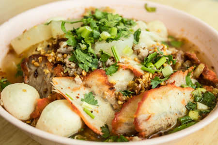 noodle tom yum with pork  spicy thai noodle