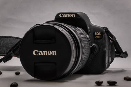 Bangkok Thailand-October 12, 2019  : front view of a Canon EOS 700D slr camera isolated on white