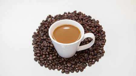 Coffee beans on white background.の写真素材