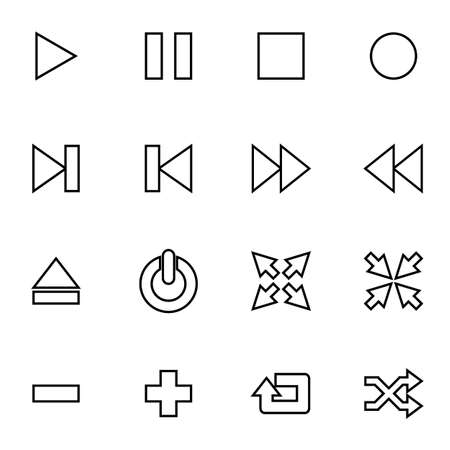Thin line media player icon setのイラスト素材