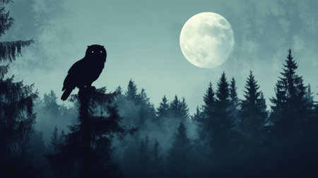 Elegant Owl Silhouette on a Perchの素材