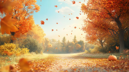 Autumn Leaves Background with Warm Colors and Seasonal Fall Vibesの素材