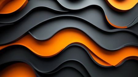 Bold Abstract Design with Black and Orange Layered Wavesの素材
