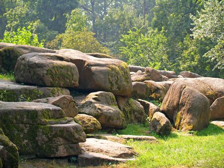 big stones in the Uman parkのeditorial素材