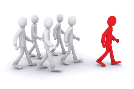 3d humans going with a leaderの写真素材