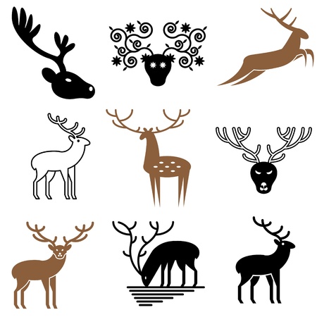 deer icons vector setのイラスト素材