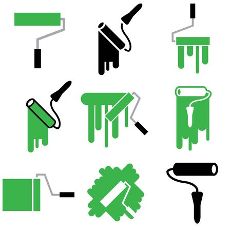roller and paint icons vector setのイラスト素材