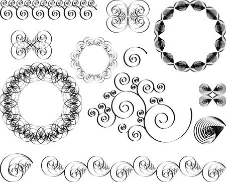 vintage monograms and swirl elements のイラスト素材