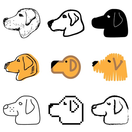 dog head icons vector set のイラスト素材
