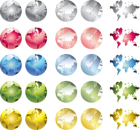 glossy colored globes iconsのイラスト素材