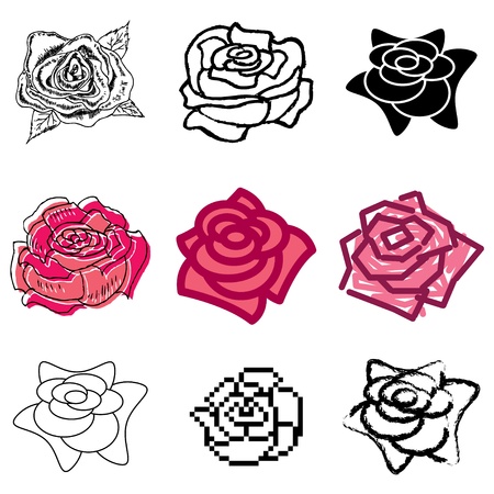 rose icons vector set のイラスト素材