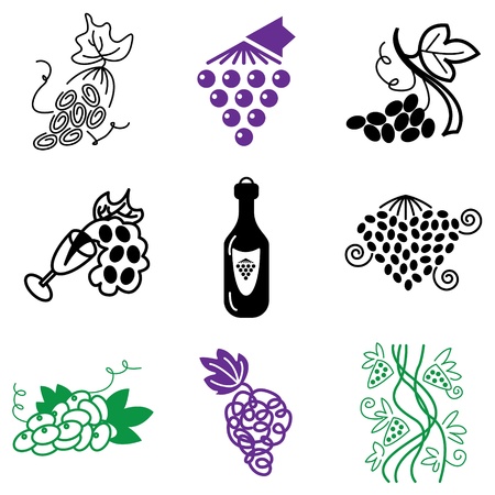 grapes icons vector set のイラスト素材