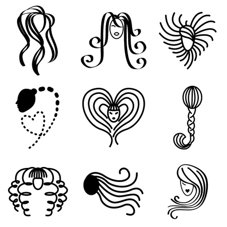 hair icons vector set のイラスト素材