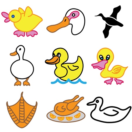funny duck icons vector set のイラスト素材