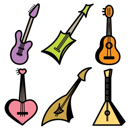 guitar and strings icons vector set のイラスト素材