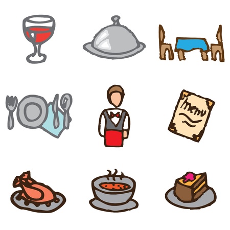 restaurant hand drawn icons in vectorのイラスト素材
