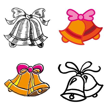 jingle bells hand-drawn icons set のイラスト素材