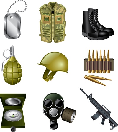 army and military icons detailed vector setのイラスト素材