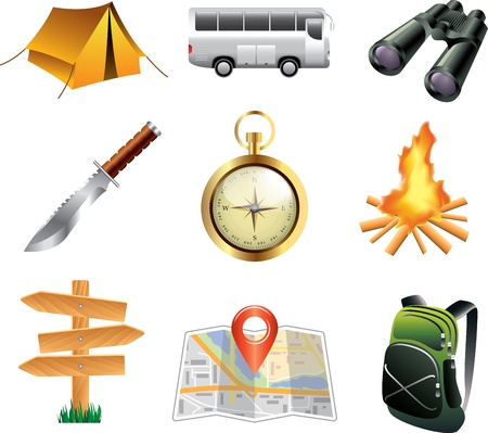 tourism and camping icons detailed vector setのイラスト素材