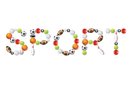 Sport word from different balls vector illustrationのイラスト素材