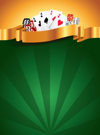Casino green luxury vertical background with golden ribbonのイラスト素材