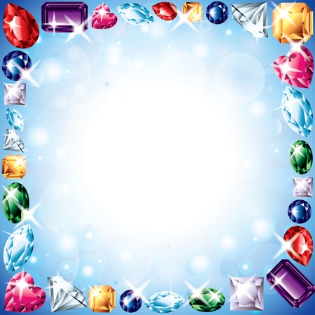 Diamonds and gemstones colorful frame background in vectorのイラスト素材