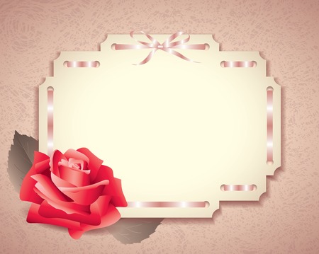 Greeting card in retro style with rose and ribbonsのイラスト素材