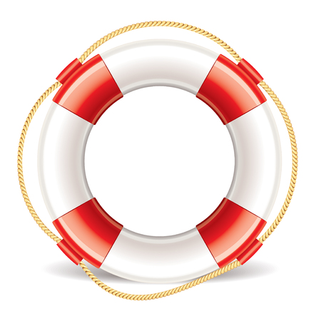 Lifebuoy isolated on white photo-realistic vector illustrationのイラスト素材