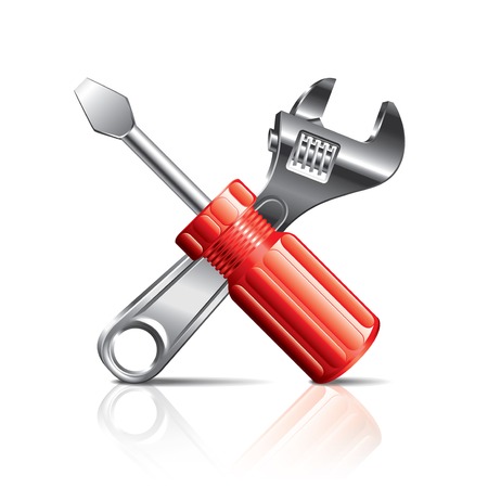 Screwdriver and wrench, tools icon photo-realistic vector illustrationのイラスト素材