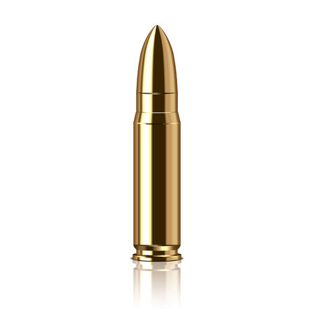 Rifle bullet isolated on white photo-realistic vector illustrationのイラスト素材