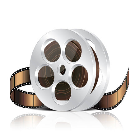 Film reel isolated on white photo-realistic vector illustrationのイラスト素材