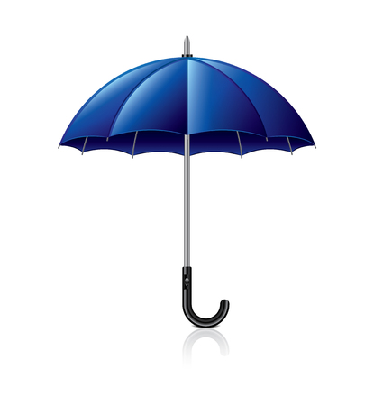 Classic blue umbrella isolated on white photo-realistic vector illustrationのイラスト素材