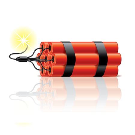 Dynamite sticks isolated on white photo-realistic vector illustration