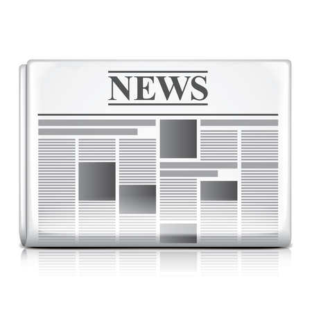 Newspaper symbol isolated on white photo-realistic vector illustrationのイラスト素材