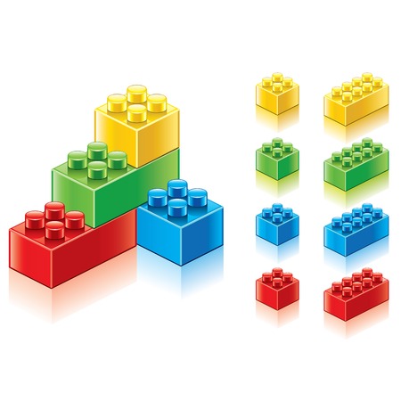 Colorful plastic blicks isolated photo-realistic vector collectionのイラスト素材