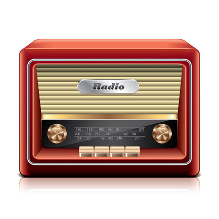 Old radio isolated on white photo-realistic illustrationのイラスト素材