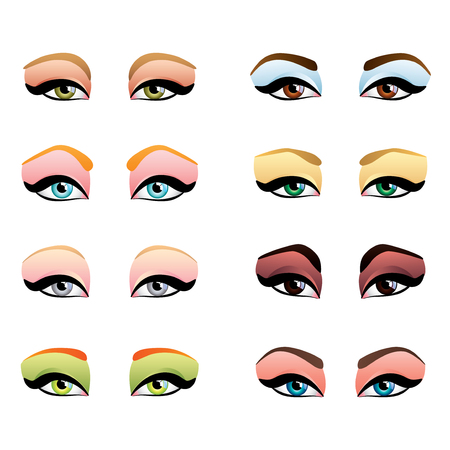 Woman eyes with different makeup setのイラスト素材