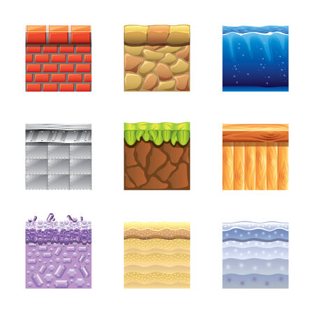 Textures for platformers icons photo-realistic vector setのイラスト素材